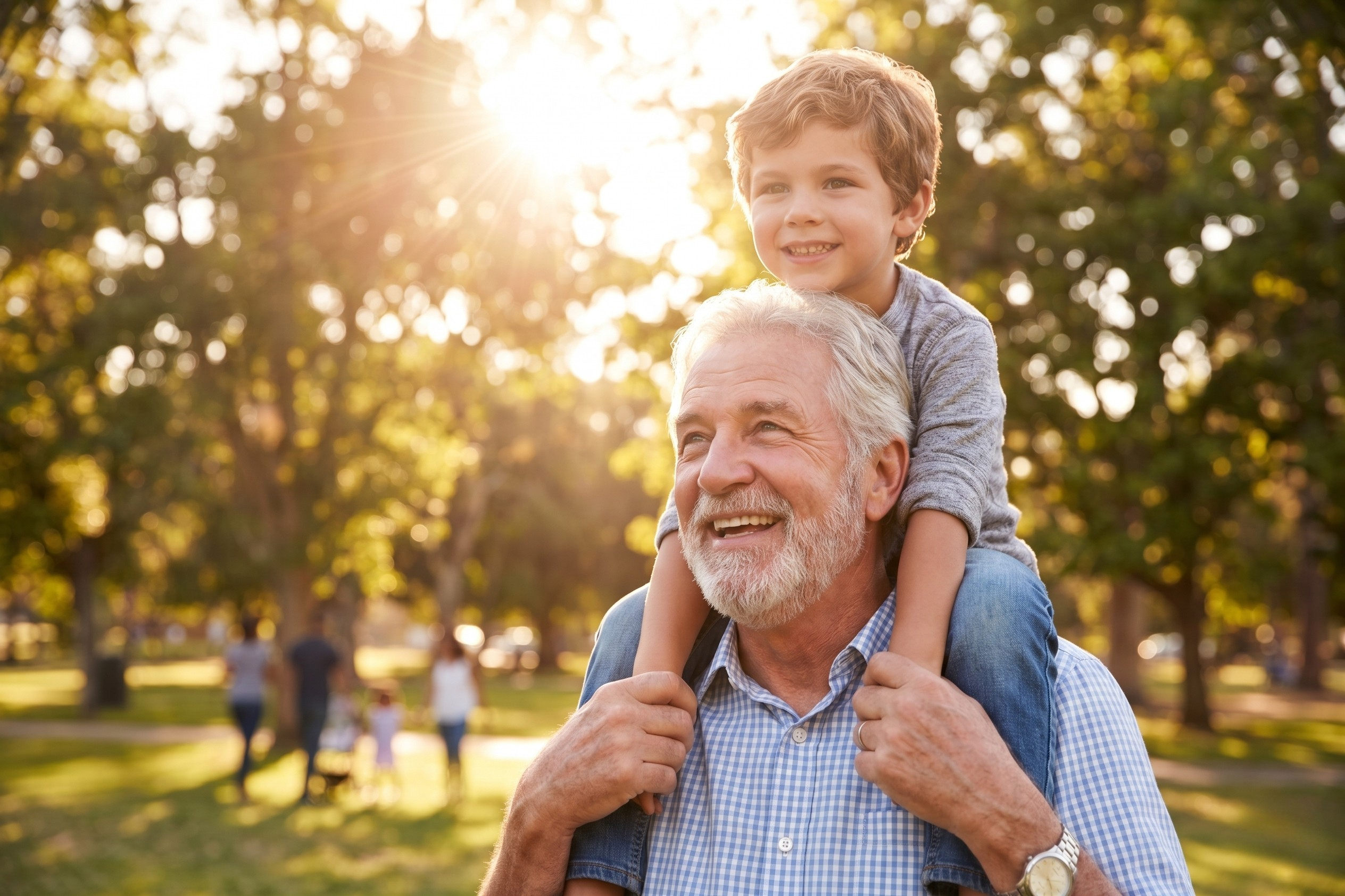 Family supporting a senior loved one